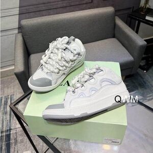 White and Light Gray Men’s Lanvin Curb Sneakers